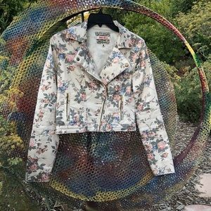 Floral Jeans Jacket By Hot Kiss
